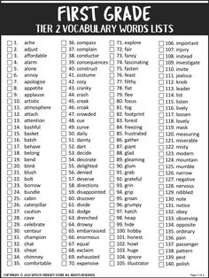 a black and white printable 6th grade word list