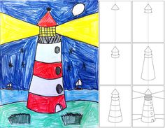 an art project for kids to make lighthouses