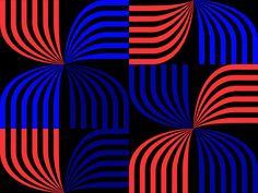 an abstract design in red, blue and black