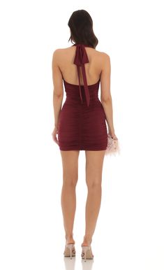 Designed in Los Angeles- Mini Length- Pull-on with back tie closure- Double-lined- Hand wash coldModel is wearing a size small that measures 31in/79cm in lengthSlight modifications might be made to improve garment quality.Handling the garments with care, hand-washing and air-drying is strongly recommended. Formal Fitted Burgundy Mini Dress, Stretch Burgundy Mini Dress, Burgundy Bodycon Mini Dress, Burgundy Ruched Mini Dress, Casual Burgundy V-neck Mini Dress, Burgundy Mini Dress, Homecoming Dresses Tight, Cute Homecoming Dresses, Lucy In The Sky