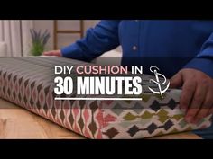 a man is wrapping up a mattress with the words diy cushion in 30 minutes