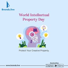 the world intelectual property day flyer with an image of a person's head and