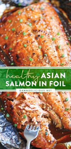 ASIAN SALMON IN FOIL Sockeye Salmon Recipes, Salmon Recipes Baked, Baked Salmon In Foil, Asian Salmon Recipes, Salmon Recipes Oven, Asian Salmon, Salmon Recipes Baked Healthy, Salmon In Foil, Recipe Salmon