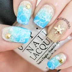 Tropical Nail Art: Sunsets, Sea Turtles And Sandy Beaches (PHOTOS) Nail Art Tropical, Beach Themed Nails, Tropical Nail Art, Beach Nail Art, Tropical Nails, Pretty Nail Art, Ombre Hair Color, Short Hairstyle, Beach Nails