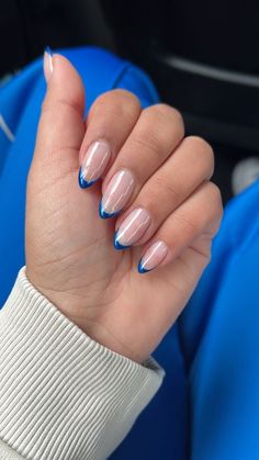 Blue Chrome Tips, Chrome Tips, Paznokcie Hello Kitty, Kutek Disney, Acrylic Toe Nails, Nail Looks, Blue Chrome, Nagel Tips, Nails Now