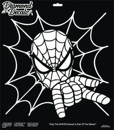 the spiderman face is drawn in black and white on a black background with webs