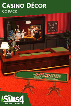 an image of a living room with casino games on the tv and furniture in front of it