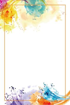 an abstract background with watercolor splashs and a gold frame on the left side