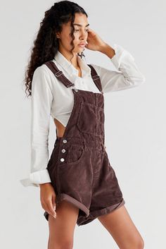 Ziggy Cord Shortalls | Free People Dark Autumn Colors, Vibe Hippie, Shifting To Hogwarts, Edgy Boho, Corduroy Dungarees, Nyc Fits, Autumn Soft, Corduroy Overalls, Boho Clothes