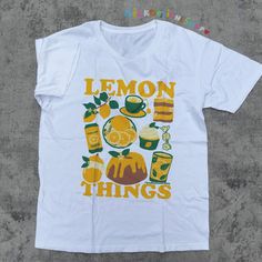 Lemon Things Shirt / Kawaii Summer Shirt / Trendy Summer Aesthetic Tshirt / Cute Lemon Tee / Summer Tshirt / Gift for Her / Gift for Him - Etsy White Kawaii T-shirt For Summer, Spring Fun Graphic T-shirt, Kawaii T-shirt For Spring Streetwear, Summer Tops With White Graphic Design, Summer White Print Graphic Tops, Summer White Print Tops With Graphic Design, Summer Graphic Design White Print Tops, White Print Graphic Design Summer Tops, Funny Sublimation Print Tops For Summer