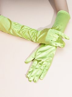 Green    Polyester  Full Finger Gloves Embellished   Women Accessories Prom Gloves, Fashion Gloves, Gloves For Women, Finger Gloves, Prom Dress Inspiration