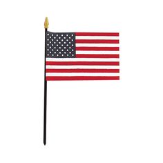 an american flag on a black stick