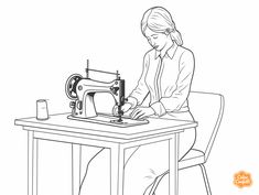 illustration of Sewing art for color enthusiasts Coloring Page For Adults, Craft Lovers, Sewing Art, Free Printable