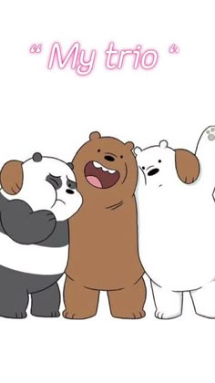 three bears hugging each other in front of a white background with the words i love you