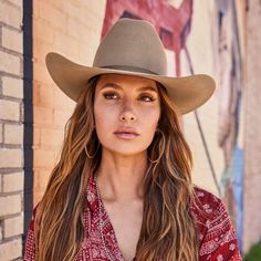 This western-inspired fashion hat brings a welcome pop of Cowboy Core to any look. Its classic silhouette features a 4 5/8" cattleman crown, 4” brim and grosgrain hat band. Handmade in the U.S.A. with a firm finish from high-quality wool felt, it’s finished with a moisture-wicking DRI-LEX® sweatband and satin liner for a comfortable, all-day fit. 4 5/8" Cattleman Crown 4" Brim Grosgrain Hat Band DRI-LEX® Absorbent Sweatband Satin Liner Firm Finish 100% Wool Handmade in the U.S.A. Stetson Cowboy Hats Women, Ladies Cowboy Hats, Cowboy Core, Stetson Cowboy Hats, Cowboy Hats Women, Cut Tees, Denim Boots, Denim Outerwear, Fringe Jacket