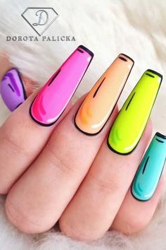 are you looking for awesome comic book nailscolorfulfuncreative Comic nail ideas pop art nails ideas here isPerfect manicure to try this year. Neon Cartoon Nails, Neon Comic Nails, Pop Art Nails Designs, Pop Nail Art, Ig Nails, Book Nail Art