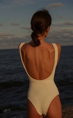 Raja Scoop Neck One Piece in Ivory | Palm Belted Swimsuit, Body Inspiration, Summer Aesthetic, Daily Fashion, Lany, The Ocean, Bathing Suits, Desi, The Beach