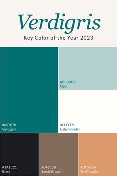 the color scheme for veridgris is shown in shades of brown, teal and