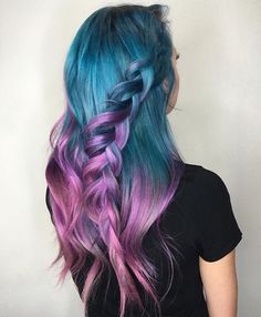 blue to purple Nails Mermaid, Mermaid Effect, Mermaid Hair Color, Best Hair Dye, Girl Hair Colors, Coloured Hair, Hair Color Pastel, Beautiful Hair Color, Bright Hair