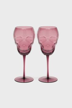 Cranium Wine Glasses [PLUM] | Killstar Skull Wine Glasses, Christmas List For Santa, Cute Wine Glasses, Skull Wine, Alternative Accessories, Apartment Accessories, Secret Hideout, Wine Glass Designs, Pink Goth