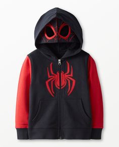 a black and red spider - man hoodie is shown