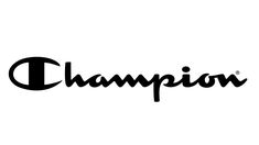 the word champion written in black on a white background