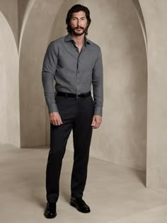 True Slim Dobby Dress Shirt | Banana Republic Formal Pant And Shirt Men, Fancy Casual Men Outfit, Men’s Dress Casual, 2 Button Suit Men, Formal Shirt And Pants Men, Shirt And Trousers Men Outfits Formal, Best Formal Dress For Men Wedding, Men’s Black Dress Pants Outfit, Men Casual Party Outfit