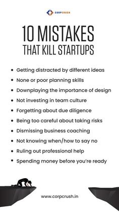 a poster with the words 10 mistakes that kill start ups