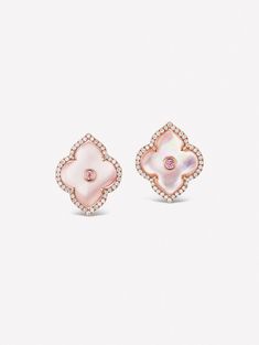 Argyle Pink™ Diamond and Mother of Pearl Studs by J FINE with 0.06ct Argyle Pink™ 6P/PP diamonds, 0.33ct white diamonds, and 6.39ct mother of pearl. 18K Pink Gold. As the Argyle Pink™ Diamond and Mother of Pearl Studs are handmade with handset diamonds consistent with all pieces in the J FINE jewelry line, carat weight and stone quantity may vary slightly from piece to piece. If this product is sold out and you wish to order, contact us. To replenish our stock or create a custom order can take 5 Mother Of Pearl Bracelet, Argyle Diamonds, Diamond Mines, Large Necklace, Fancy Color Diamonds, Pink Diamond, Exquisite Jewelry, Pearl Studs, White Diamonds