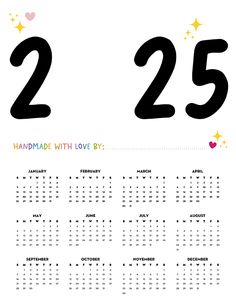 a calendar with the numbers twenty and twenty days left on it, in black ink