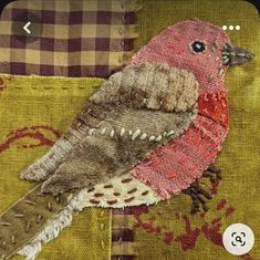 a close up of a bird on a piece of fabric