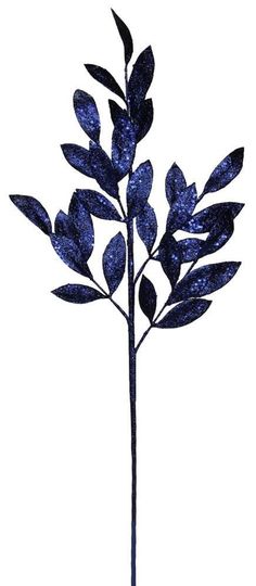 31 Glitter Bay Leaf Spray: Navy Blue - XS219219 - The Wreath Shop Blue Christmas Wreaths, Spray Glitter, Christmas Tree Trimming, Gold Glitter Christmas, Glitter Leaves, Glitter Spray, Blue Bay, Wreath Making Supplies, Pine Wreath