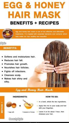 Egg And Honey Hair Mask, Egg Hair Mask, Honey Hair Mask, Egg For Hair, Hair Mask Recipe, Best Hair Mask, Hair Mask For Growth, Homemade Hair Products