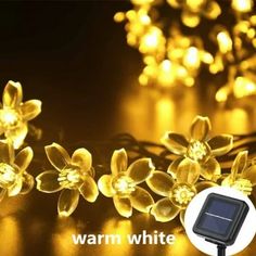 solar powered led flower string lights with warm white color for outdoor decoration or garden decor