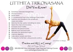 a man doing yoga poses with the words, uttifia trikonasaa diy you know?