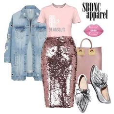 Pink Sequin Skirt, Jackets Style, Dress With Jean Jacket, Minimalist Capsule Wardrobe, Popular Shirt, Style Spring, Pink Sequin, Trendy Style, Plus Size Jeans