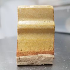 a piece of bread sitting on top of a table