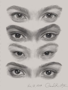 four different types of eyes and eyebrows