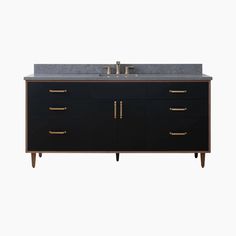 Sidney SLIM 72" Matte Black Bathroom Vanity 2449.99  Free Shipping U.S. Matte Black Bathroom Vanity, Narrow Bathroom Vanities, Black Bathroom Vanity, Bathroom Vanity Storage, Green Vanity, Grey Drawers, Black Vanity Bathroom, Pink Vanity, Walnut Shelves