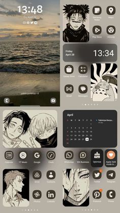 an iphone screen with anime characters on it