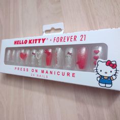 Brand New In Original Packaging Y2k Hello Kitty, Y2k Kawaii, Hello Kitty Makeup, Nails Manicure, 9th Birthday, Nail Manicure, Beauty Nails, Press On Nails, Nail Inspo