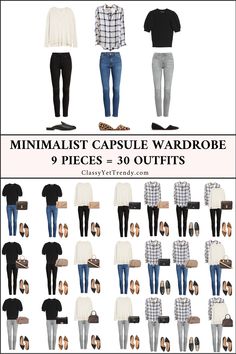 Minimal Clothes, Neutral Capsule Wardrobe, Capsule Wardrobe Casual, Classy Yet Trendy, Outfits Minimalist, Capsule Wardrobe Ideas, 30 Outfits, Multiple Outfits