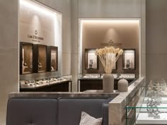 the inside of a luxury jewelry store