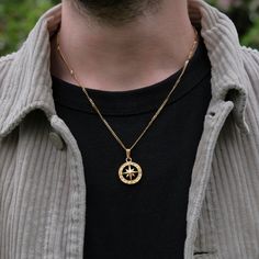 Mens Jewelry Bracelet Silver, Mens Pendant Necklace, Mens Necklace Fashion, Gold Compass Necklace, Gold Neck Chain, Minimal Pendant, Mens Necklace Pendant, Pendant For Men