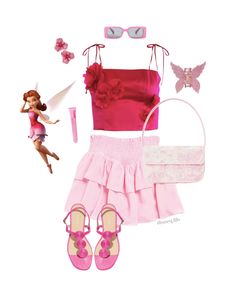 a woman in pink outfit and accessories including shoes, handbag, purse and sunglasses