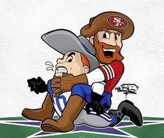 an image of a cartoon football player being hugged by another person on the ground with his arm around him