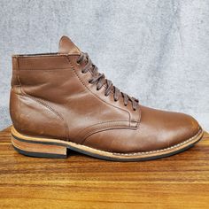 Thursday Boots Men's Us 11.5 Brown Leather Lace Up Ankle Shoes Are 29 Cm Which Equates To An 11.5 Us Length For Thursday Boots. 44.5 Eu 10.5 Uk. Boots Have Scuffing/Scraping Over Parts Of The Uppers And Tread Wear/Heel Drag. Please See Pictures For Closeups And Message Me With Any Questions, Thank You! Brown Oiled Leather Lace-up Boots With Round Toe, Lace-up Leather Moto Boots With Leather Sole, Rugged High-top Martin Boots With Leather Sole, Rugged Martin Boots With Leather Sole And Moc Toe, Leather Waterproof Boots With Vibram Sole And Snip Toe, Rugged Martin Boots With Leather Sole And Plain Toe, Leather Lace-up Martin Boots With Rubber Sole, Brown Business Martin Boots With Plain Toe, Rugged High-top Goodyear Welted Work Boots