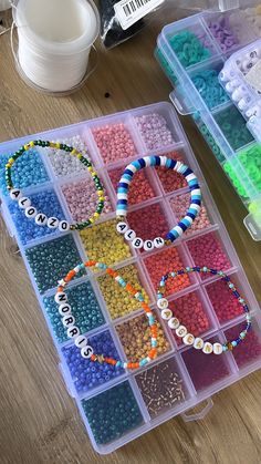 the beads are organized and ready to be put in their storage bins on the table