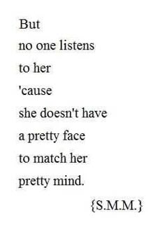 the words are written in black and white on a piece of paper that says, but no one listens to her cause