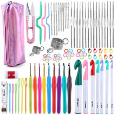 the contents of a sewing kit including needles, scissors and needle tips are shown in this image